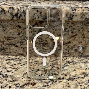 Apple Clear MagSafe Phone Case with white trim for iPhone 15 pro max